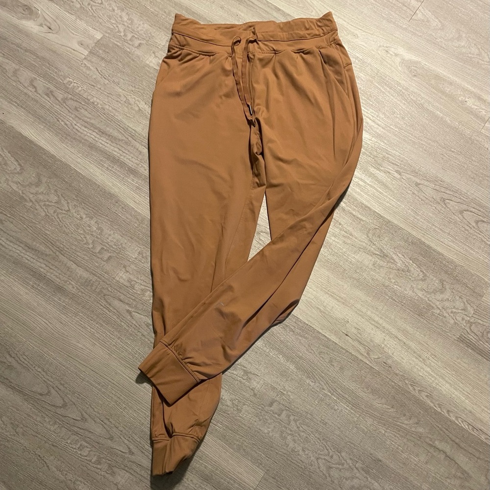 ZYIA Tan Jogger Pants with Drawstring Waist and Elastic Cuffs